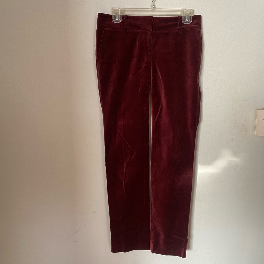 Ann Taylor Red Straight Leg Burgund Velvelt Pants